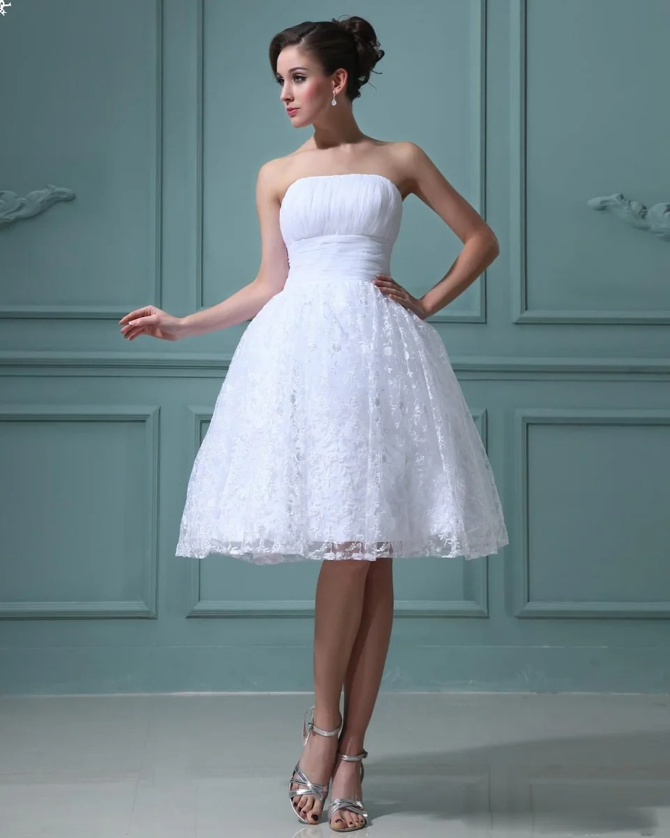 Белое свадебное платье короткое