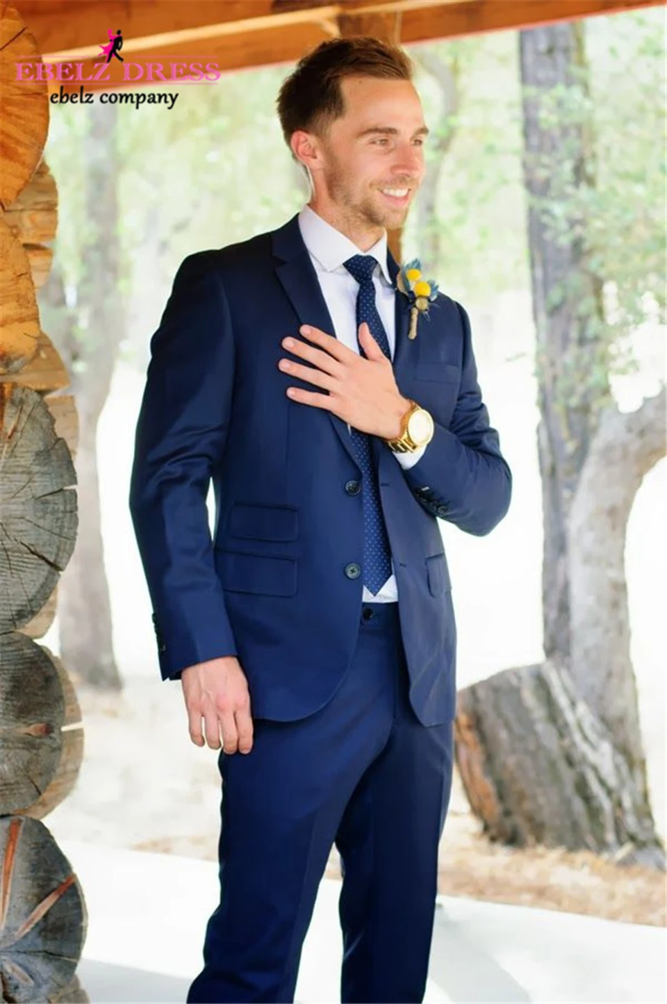 Синий костюм свадебный
