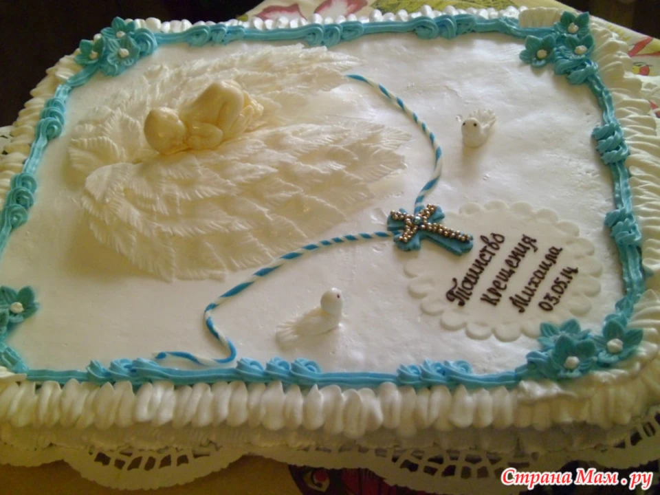 Торт на крестины мальчика кремовый