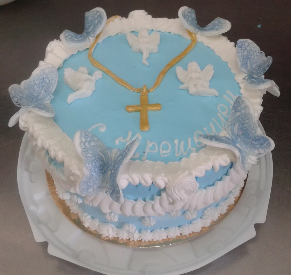 Украшение торта на крестины мальчика