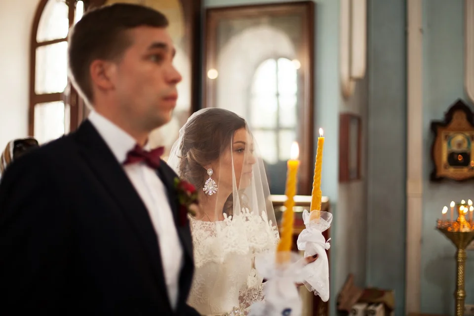 Фата на венчание в церкви