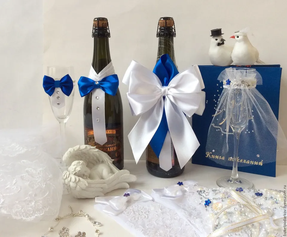 Свадебные наборы бутылки бокалы