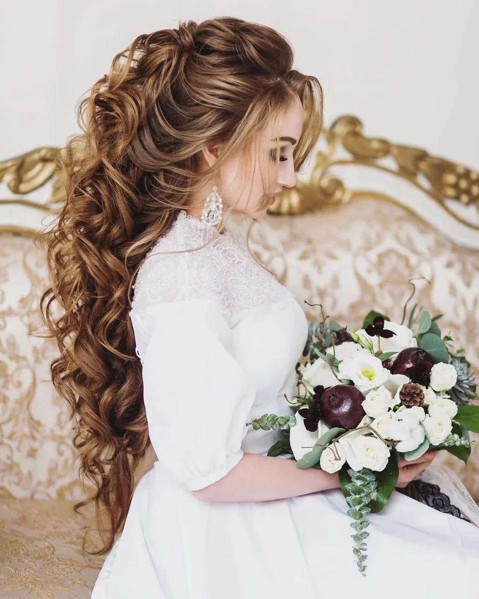 Красивые свадебные прически на длинные волосы