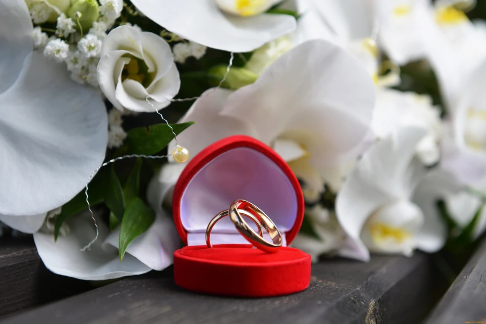 Свадебное кольцо в коробочке