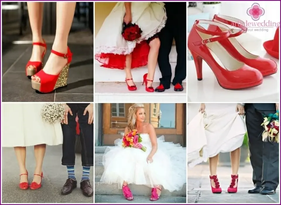 Красные туфли на свадьбу для невесты