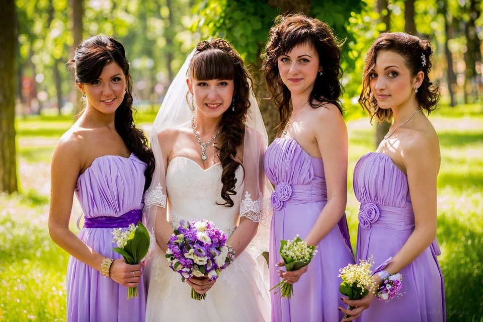 Лавандовое платье подружки невесты