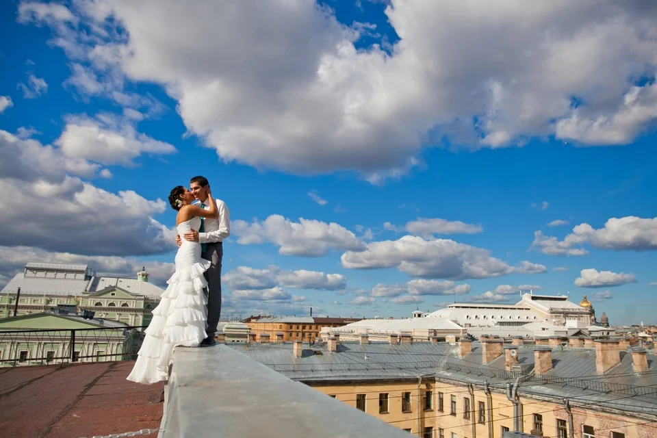 Свадебная фотосессия на крыше