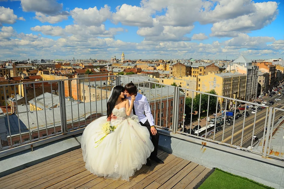 Свадебная фотосессия на крыше