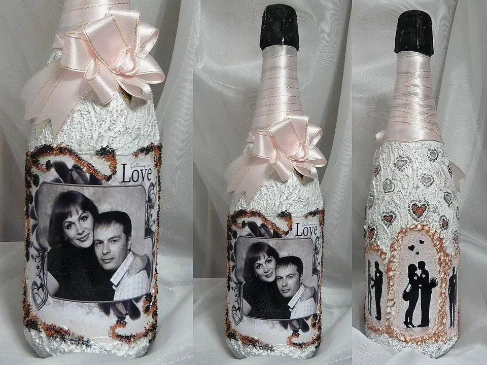 Бутылки с фотографиями на свадьбу