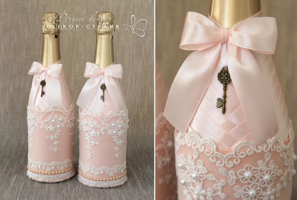 Декор шампанского на свадьбу