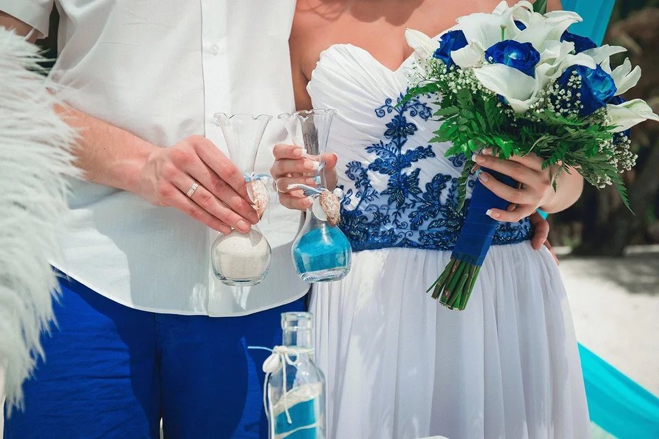 Бело синяя свадьба