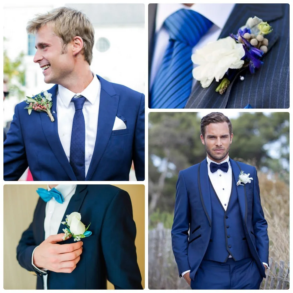 Синий костюм на свадьбу для жениха