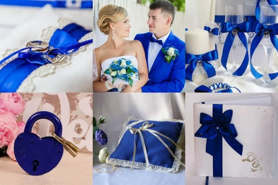 Свадебная атрибутика в синем цвете