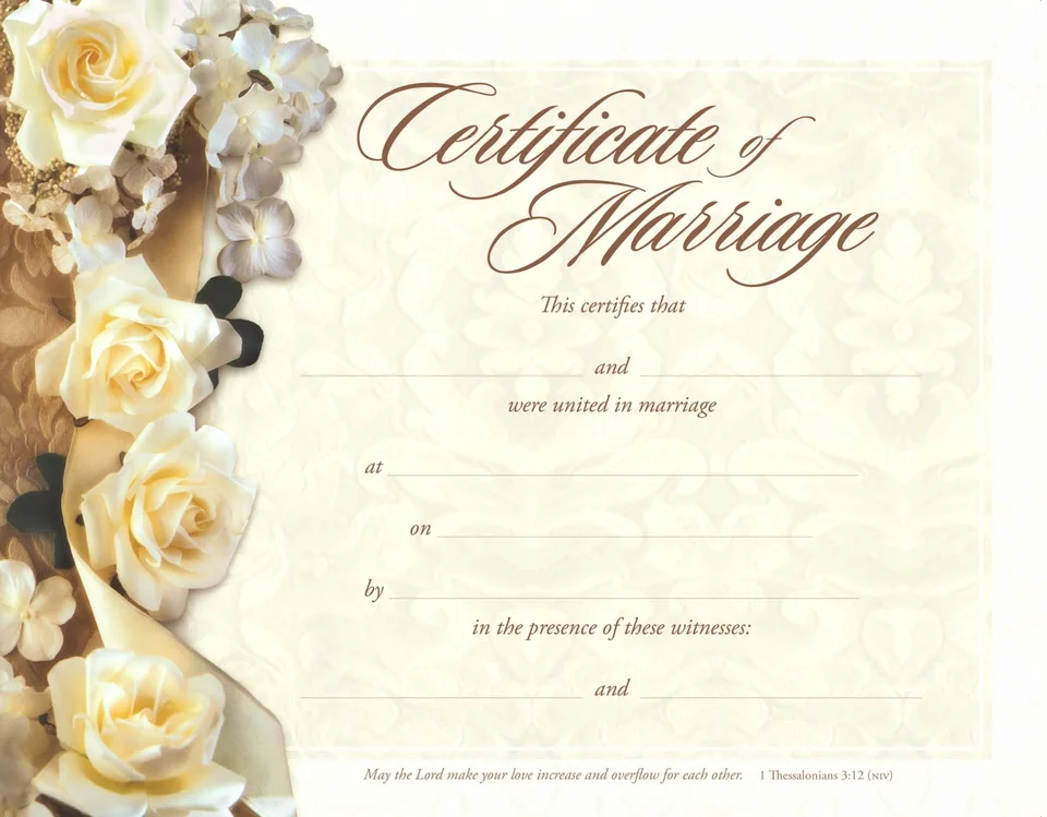 Свадебный сертификат шаблон