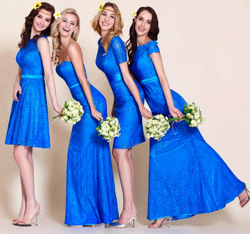 Длинное синее платье на чужую свадьбу