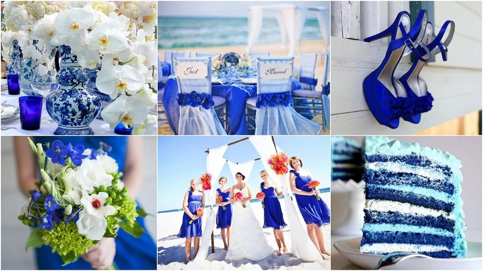 Голубая свадьба оформление