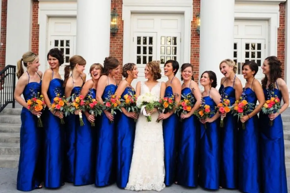 Сапфировая свадьба синие платья подружек невесты