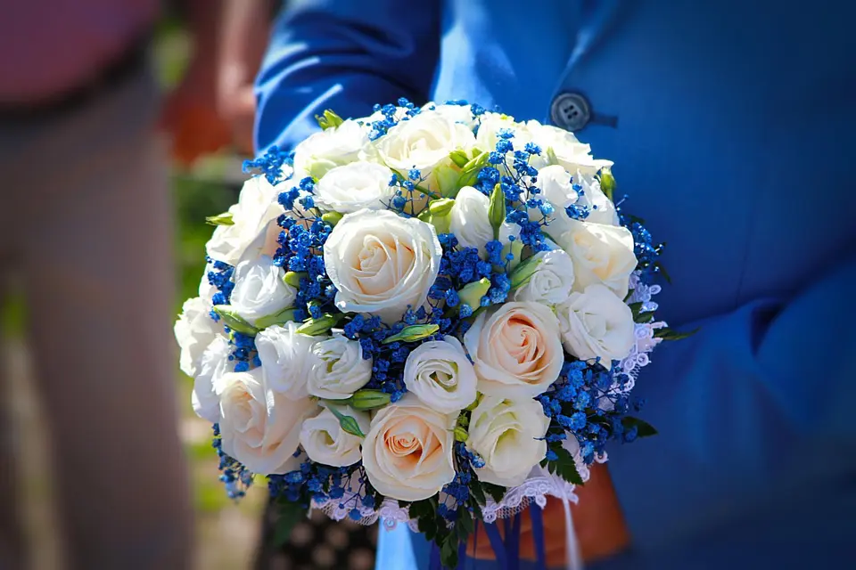 Голубой букет невесты