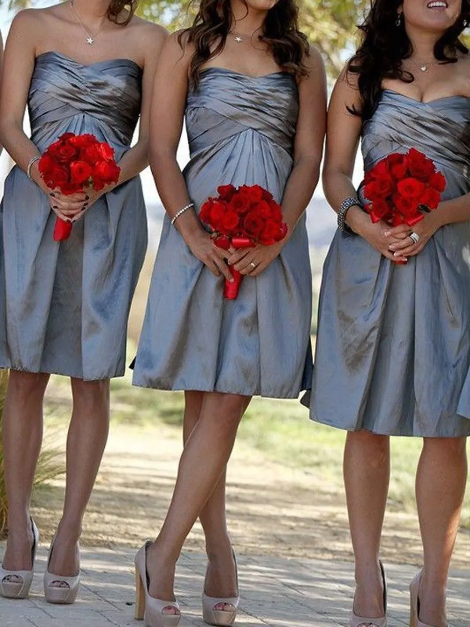 Платья подружек на свадьбу цвет грязно голубой