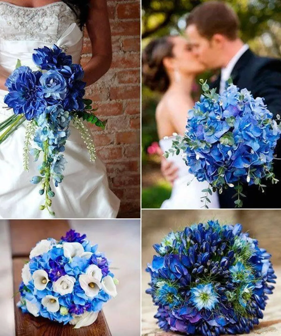 Букет невесты синий