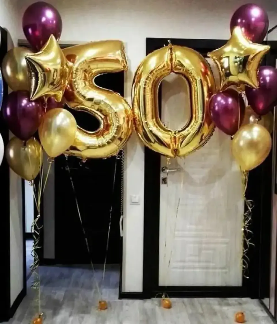 оформление зала на 50 лет женщине шарами