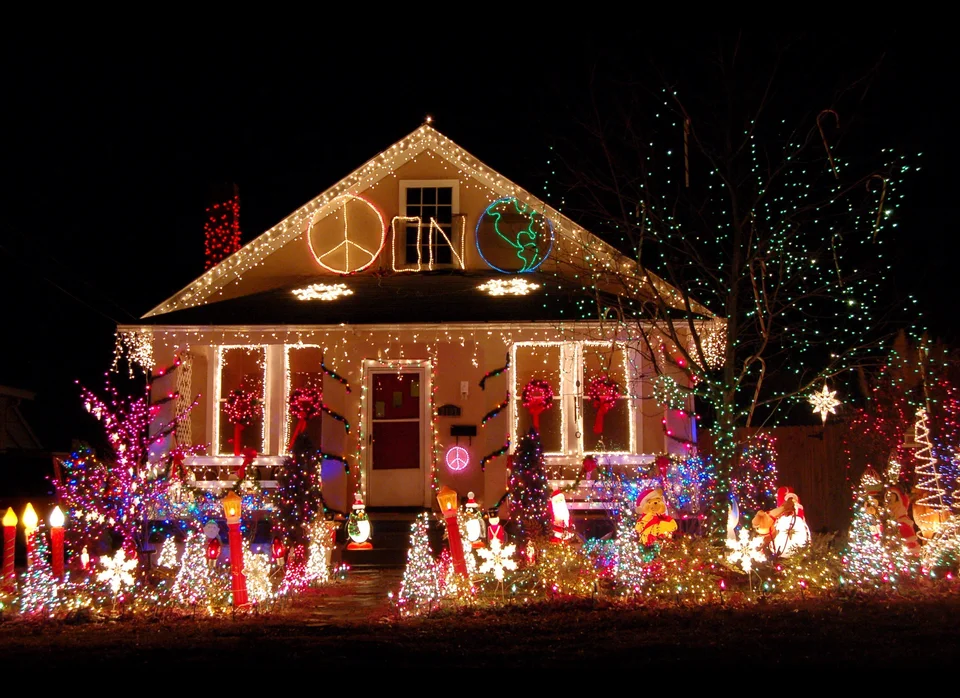 Украшение домов в америке на рождество