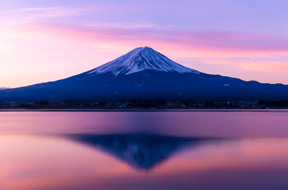 Гора в японии фудзияма закат