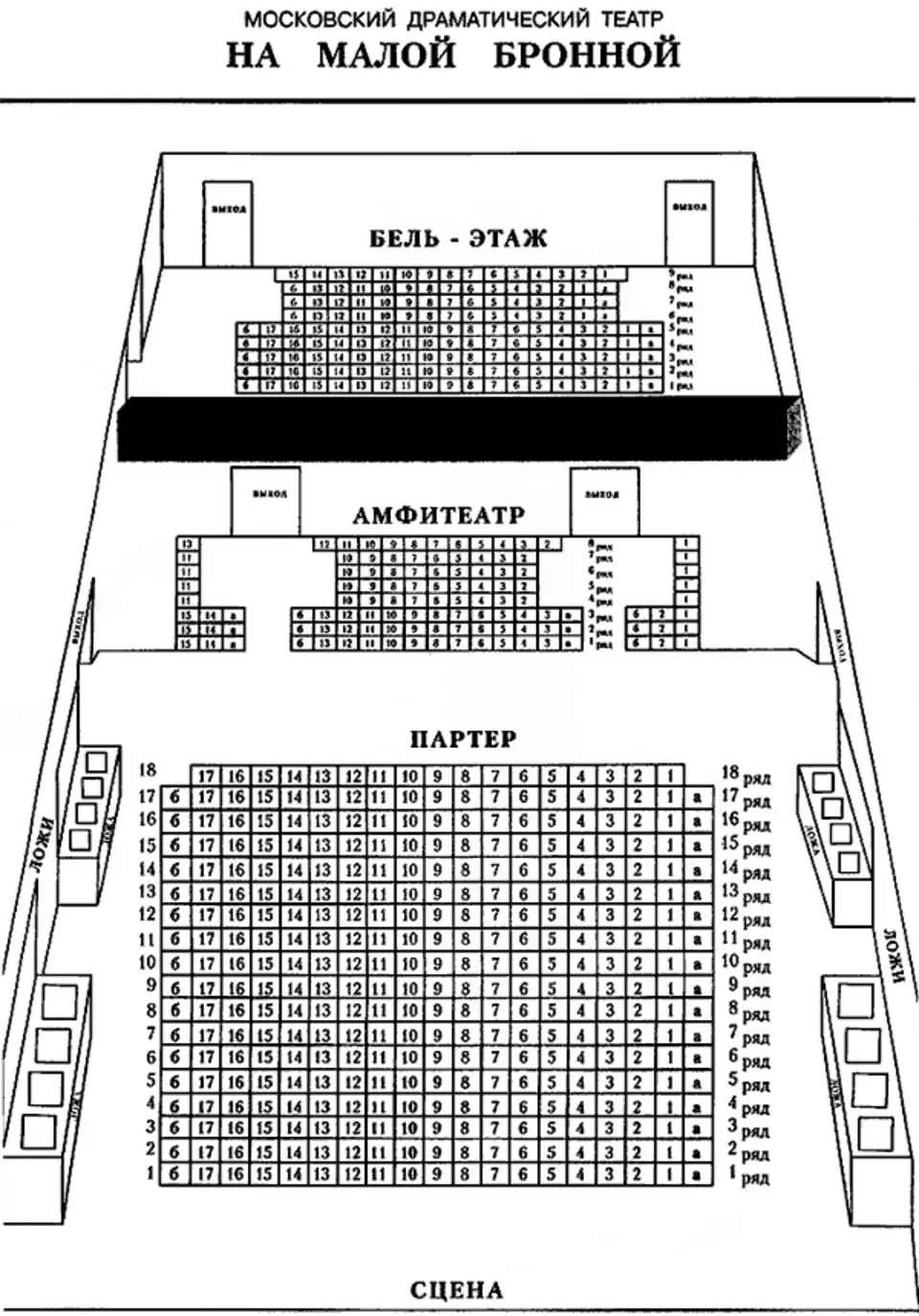 схема зала театра на ордынке